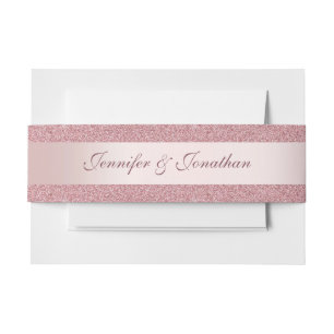Roze Gouden Glitter Elegante Handgeschreven Script Uitnodigingen Wikkel