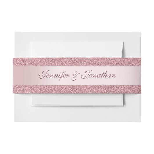 Roze Gouden Glitter Elegante Handgeschreven Script Uitnodigingen Wikkel (Voorkant Voorbeeld)
