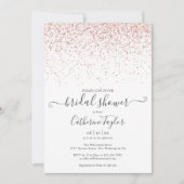 Roze Gouden Glitter Elegante Script Bruiloft Feest Kaart (Voorkant)