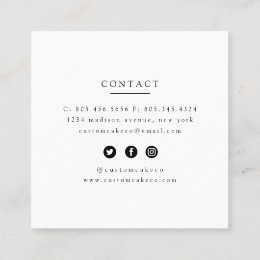 Roze, gouden glitter en bakkerijen voor speciale d vierkante visitekaartje (Achterkant)