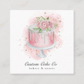 Roze, gouden glitter en bakkerijen voor speciale d vierkante visitekaartje (Voorkant)