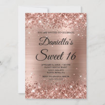Roze Gouden Glitter en Folie Sweet 16