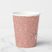 Roze Gouden Glitter en Glans Monogram Koffiebekers Papieren Bekers (Rechts)