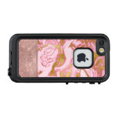 Roze Gouden Glitter en Sparkle Marble LifeProof iPhone Hoesje (Achterkant (horizontaal))