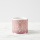 Roze Gouden Glitter Espresso Kopje Aangepaste Naam Kop (Voorkant)