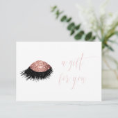 Roze Gouden Glitter Eye Cadeaubon Kaart (Staand voorkant)