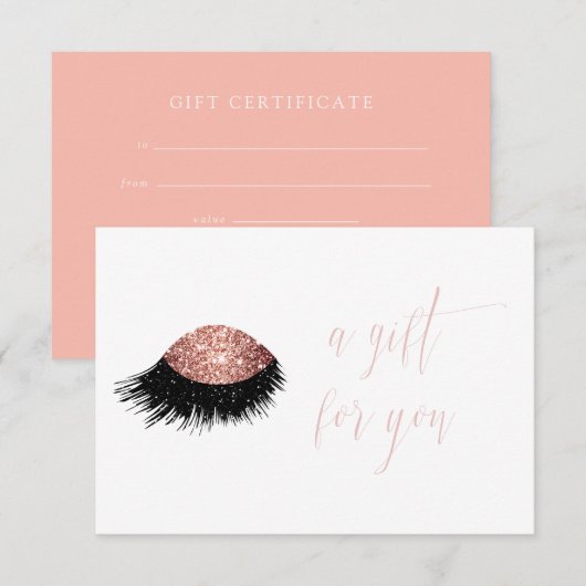 Roze Gouden Glitter Eye Cadeaubon Kaart (Voorkant / Achterkant)