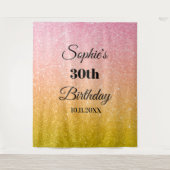 Roze Gouden Glitter Feest Fotohokje Achtergrond Wandkleed (Voorkant)