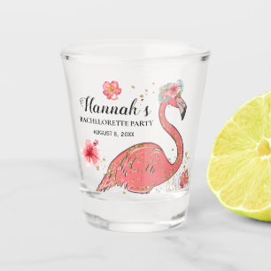 Roze Gouden Glitter Flamingo Bachelorette Feest Shot Glas