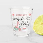 Roze Gouden Glitter Flamingo Bachelorette Party Shot Glas (Voorkant)