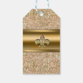 Roze & Gouden Glitter Fleur de lis Feest Cadeaulabel (Achterkant)