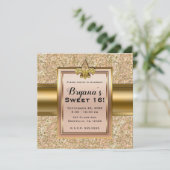 Roze & Gouden Glitter Fleur de lis Feest Kaart (Staand voorkant)