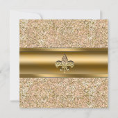 Roze & Gouden Glitter Fleur de lis Feest Kaart (Achterkant)