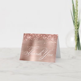 Roze Gouden Glitter Folie Decor Calligrafie Bedankkaart