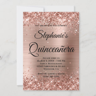 Roze Gouden Glitter Folie Fantasie Monogram Quince Kaart