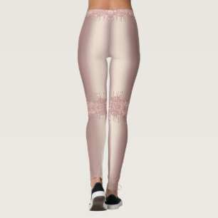 Roze Gouden Glitter Fonkelende Druppels Leggingen Leggings