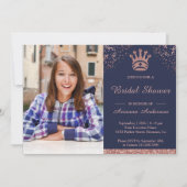 Roze Gouden Glitter Foto Bruidsdouche Uitnodiging (Voorkant)
