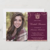 Roze Gouden Glitter Foto Bruidsdouche Uitnodiging (Voorkant)