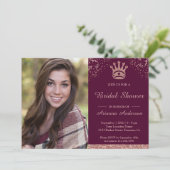 Roze Gouden Glitter Foto Bruidsdouche Uitnodiging (Staand voorkant)
