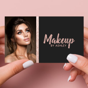 Roze Gouden Glitter Foto Visitekaartje