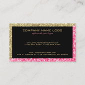 Roze & Gouden Glitter Geometrisch Modern Ontwerp Visitekaartje (Achterkant)