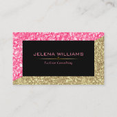 Roze & Gouden Glitter Geometrisch Modern Ontwerp Visitekaartje (Voorkant)