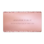 Roze Gouden Glitter Gepersonaliseerde Template Ver Etiket (Voorkant)