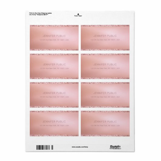Roze Gouden Glitter Gepersonaliseerde Template Ver Etiket (Full Sheet)