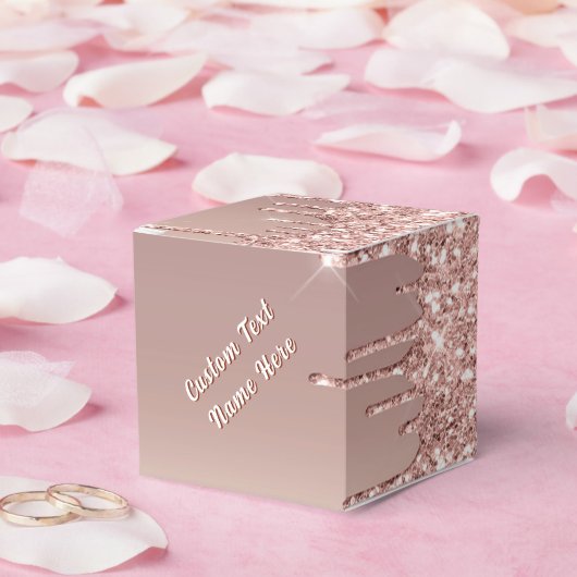 Roze Gouden Glitter Geschenkdozen Gepersonaliseerd Bedankdoosjes (Huwelijk)