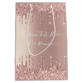 Roze Gouden Glitter Geschenkentas met Aangepaste T Medium Cadeauzakje (Voorkant)