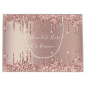 Roze Gouden Glitter Geschenkzak met Aangepaste Tek Groot Cadeauzakje (Voorkant)