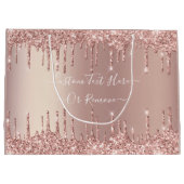 Roze Gouden Glitter Geschenkzak met Aangepaste Tek Groot Cadeauzakje (Achterkant)