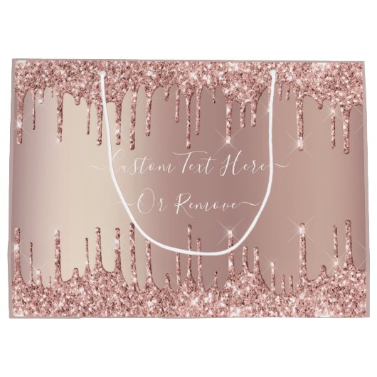 Roze Gouden Glitter Geschenkzak met Aangepaste Tek Groot Cadeauzakje (Achterkant)