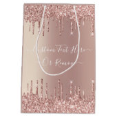 Roze Gouden Glitter Geschenkzak met Aangepaste Tek Medium Cadeauzakje (Achterkant)