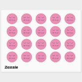 Roze Gouden Glitter Girly Zwarte Wimpers Ronde Sticker (Vel)