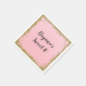Roze Gouden Glitter Glam Edge Sweet 16 Custom Part Servet (Hoek)