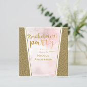 Roze Gouden Glitter Glam Glitter Bruidsfeest Kaart (Staand voorkant)