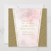 Roze Gouden Glitter Glam Glitter Bruidsfeest Kaart (Achterkant)