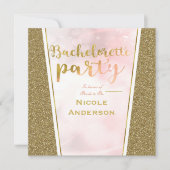 Roze Gouden Glitter Glam Glitter Bruidsfeest Kaart (Voorkant)