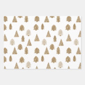 Roze Gouden Glitter Glam Kerstbomen Inpakpapier Vel (Voorkant 3)