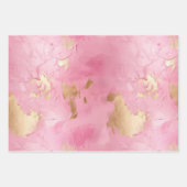 Roze Gouden Glitter Glam Kerstbomen Inpakpapier Vel (Voorkant 2)