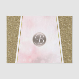 Roze Gouden Glitter Glam Monogram Initiaal Tissuepapier