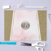 Roze Gouden Glitter Glam Monogram Initiaal Tissuepapier (Craft)