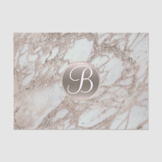 Roze Gouden Glitter Glam Monogram Letter Initiaal Tissuepapier (Voorkant)