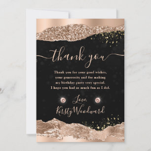 Roze Gouden Glitter Glam Tranen Randen Verjaardag Bedankkaart
