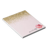 Roze Gouden Glitter Glam Waterverf Kus Notitieblok (Schuin)