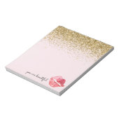 Roze Gouden Glitter Glam Waterverf Kus Notitieblok (Linkerzijde)