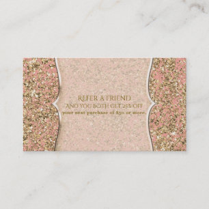 Roze & Gouden Glitter Glamour Chic Verwijs Een Vri Aanbevelingskaartje
