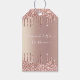 Roze Gouden Glitter Glans Aangepaste Tekst Cadeaut Cadeaulabel