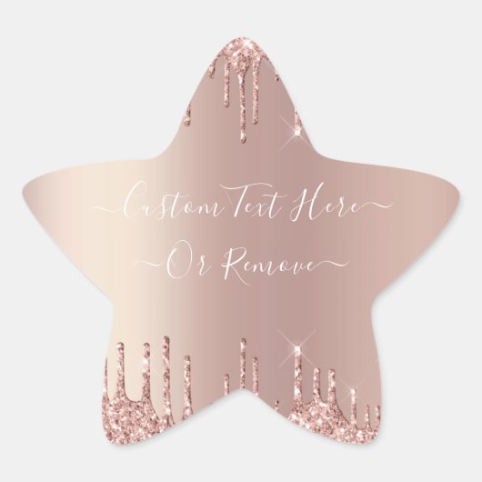 Roze Gouden Glitter Glans Aangepaste Tekst Sticker (Voorkant)